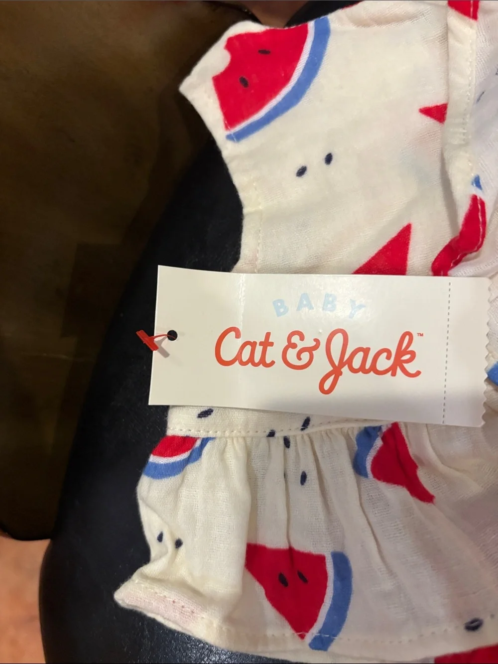 Cat & Jack Cream Watermelon Ruffle Top with Red Bloomers